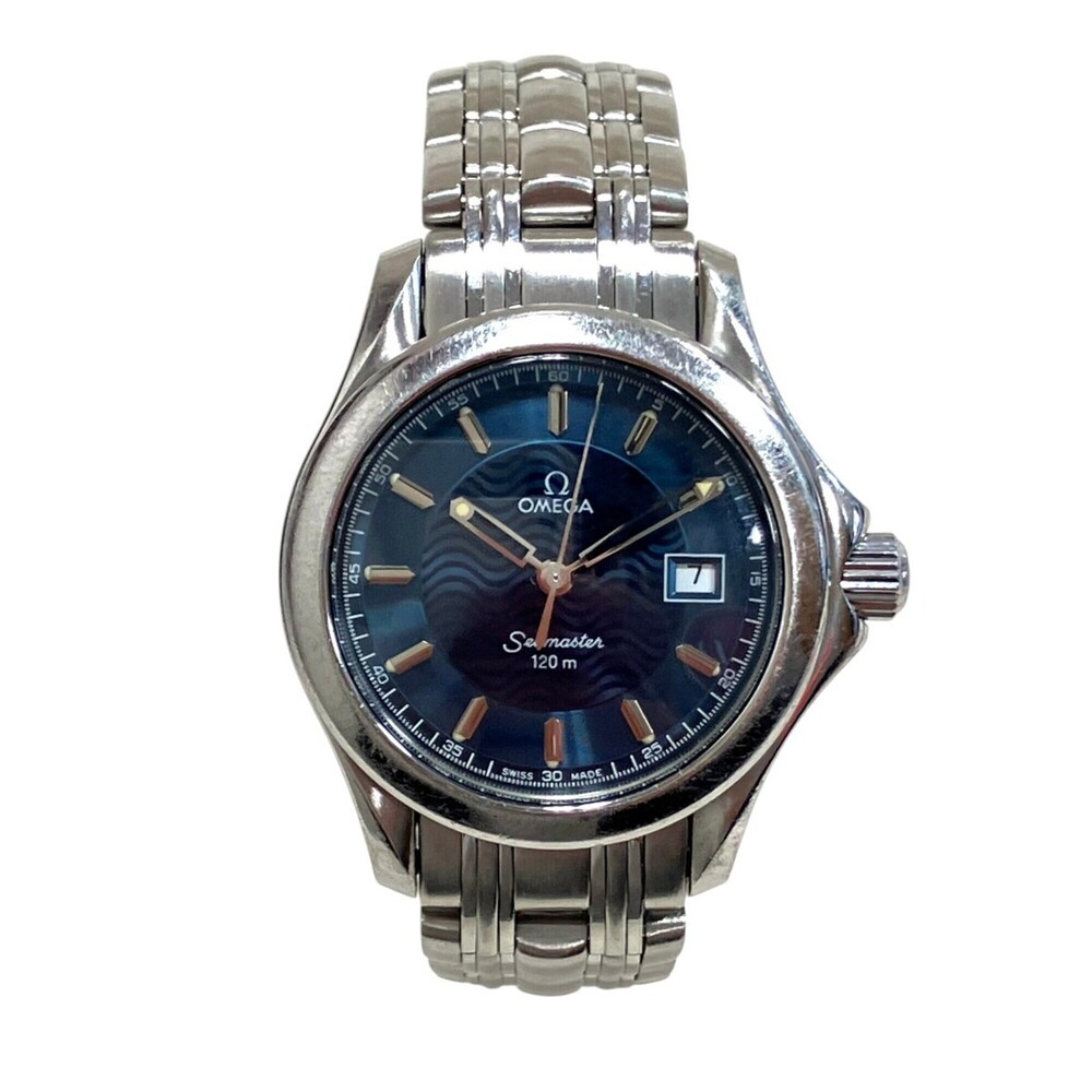 Omega Seamaster watch, total weight 72g, stainless steel, quartz movement, bl...
